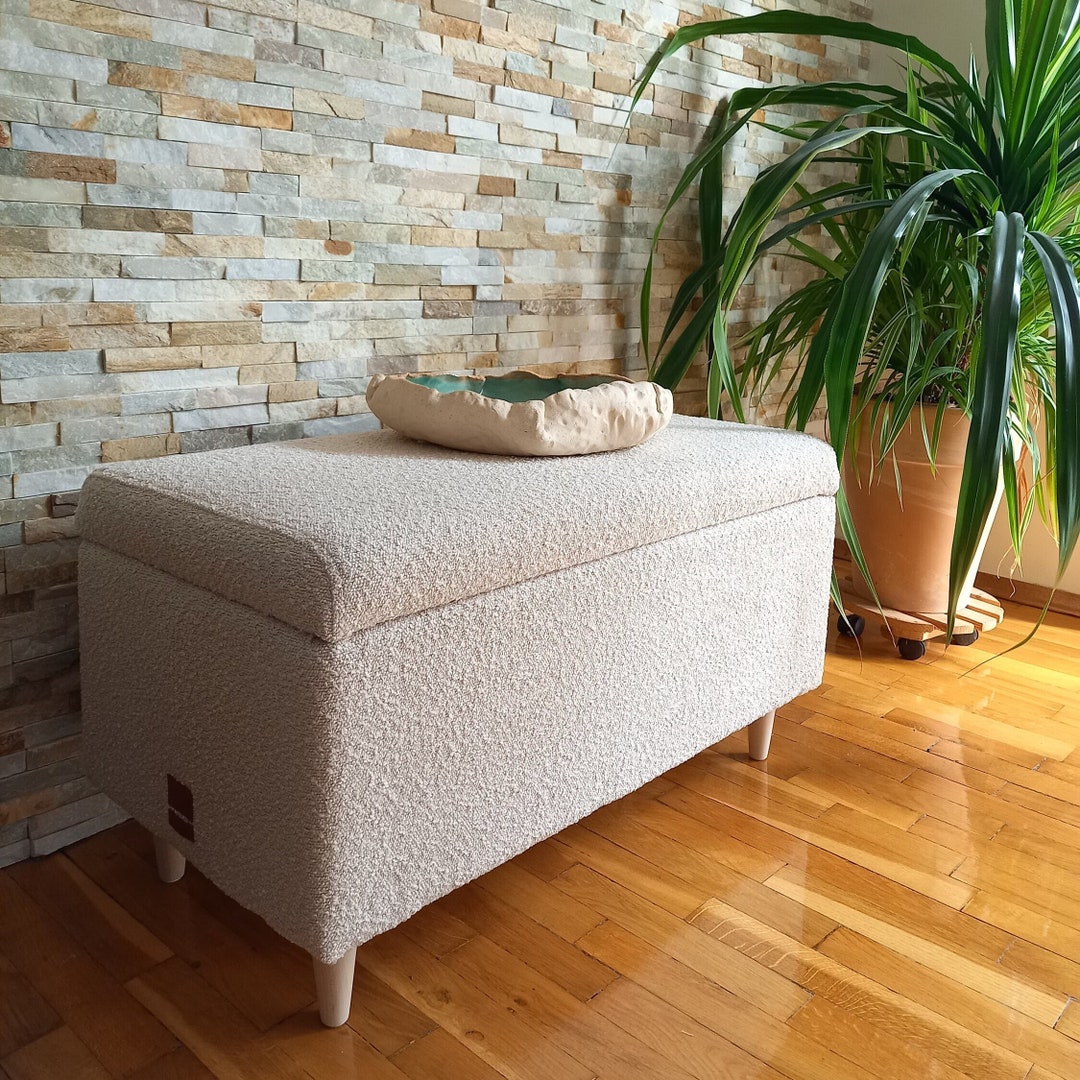 Boucle Storage Unit Bench Entryway Handmade Furniture With Etsy