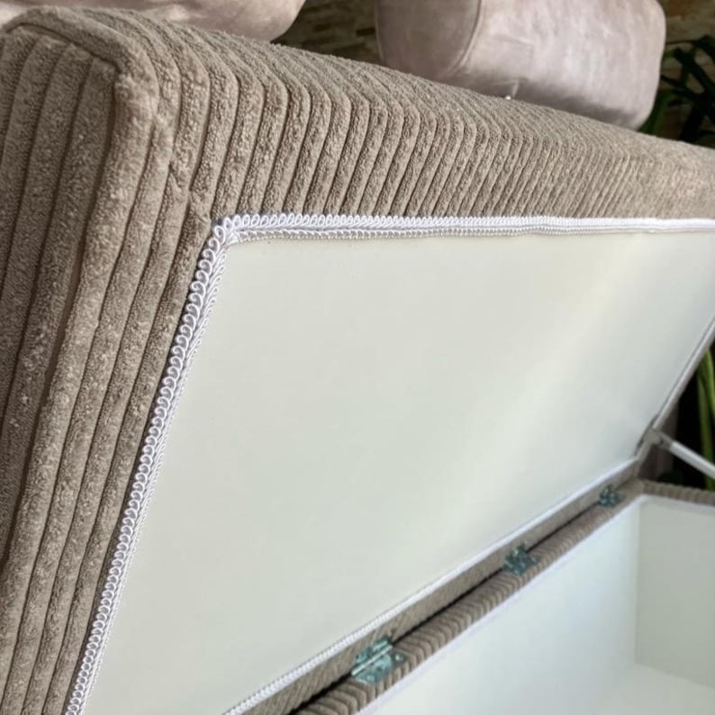 exclusive corduroy bench with storage chest box for the boho and vintage style kitchen