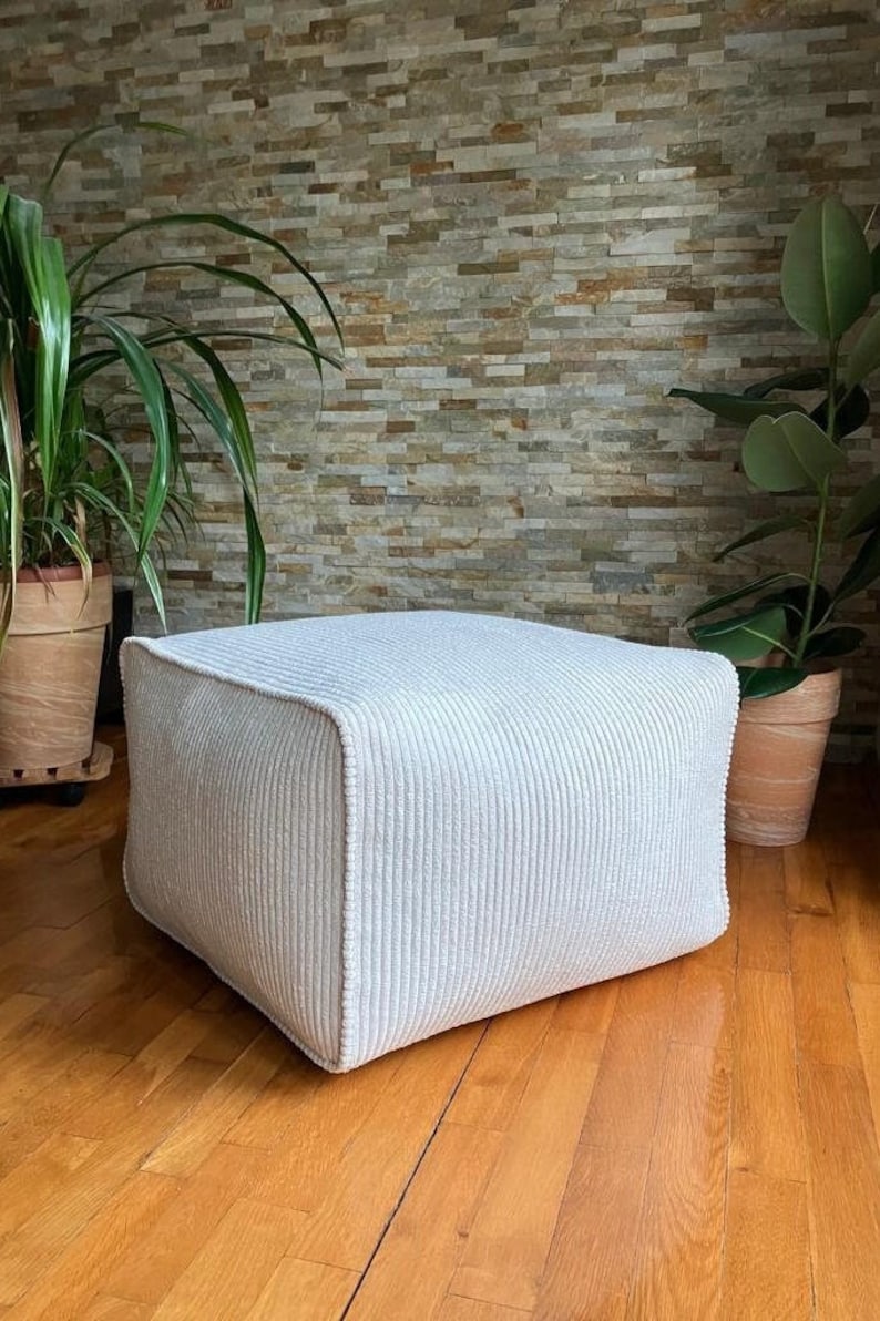Corduroy Stuffed Sitting Pouf Filled Floor Cushion Seat Etsy
