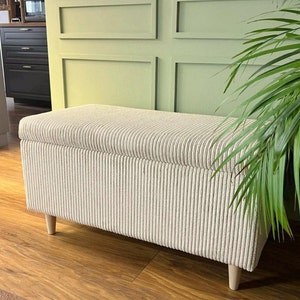 handmade luxury storage bench made of corduroy for the exclusive vintage style hall