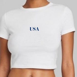 Funny Fourth Of July Crop Baby Tee, USA Cropped Shirt, Cute Fourth of July Crop Top, America Tee Shirt, Made in America Shirt