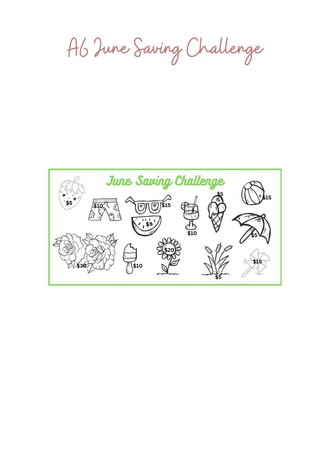 Save R Us DIGITAL A6 June Saving Challenge - Etsy