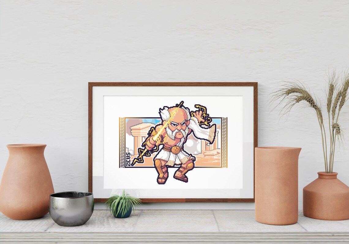 Illustration of Zeus Greek God in Pixel Art Etsy Canada