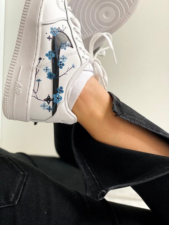 Blue Flowers Nike Air Force 1 Custom - Etsy
