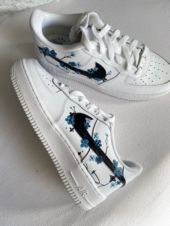 Blue Flowers Custom Air Force 1 Sneakers 