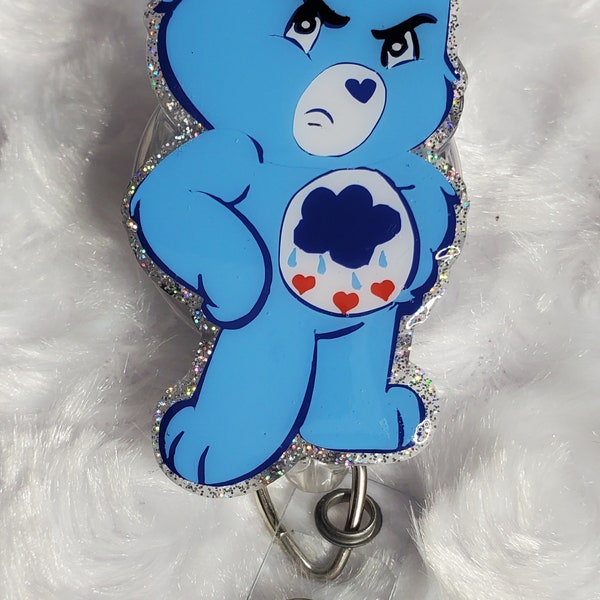 Grumpy bear Badge Reel