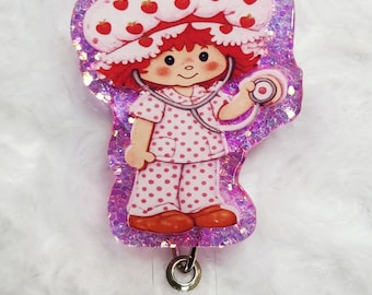 Nures Vintage Old School Strawberry Girl Cartoon-badgehaspel