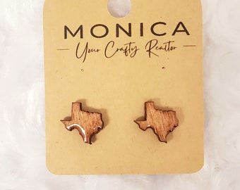 Texas Wooden Studs Earrings