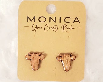 Cow Wooden Studs Earrings