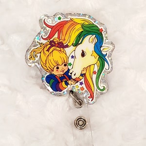 80's Old School Rainbow with horse Cartoon Badge Reel