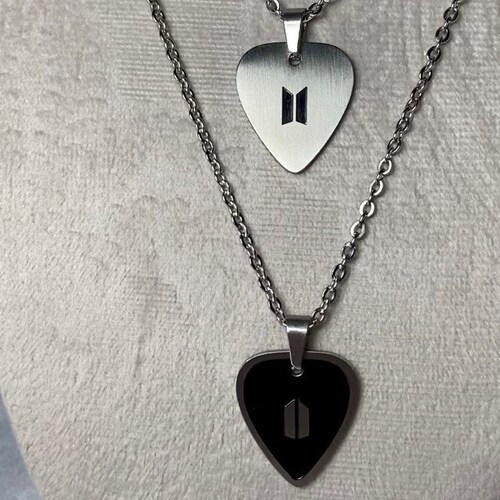 BTS Yoongi Guitar Pick Necklace Bangtan Inspired Suga Etsy
