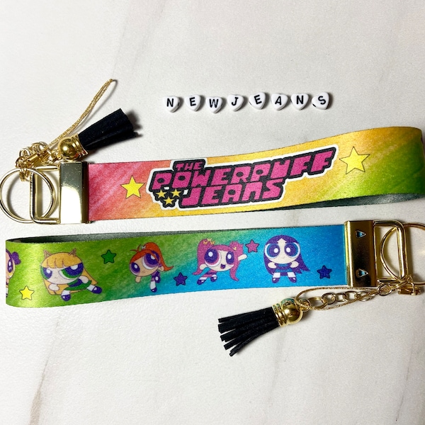 K-pop wristlet lanyard, New Jeans wristlet key Fob for Light stick, New Jeans  ,powerpuff NewJeans