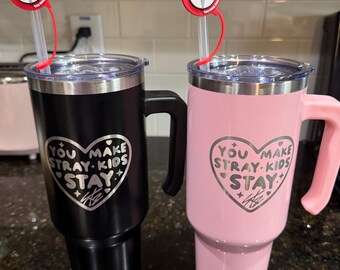 Kpop 40oz Tumbler, Stainless Steel Tumbler, personal  gift, Kpop Fan, Mother gift, inspired 40 Cup,Strays Kids, Laser Engraved Tumbler,
