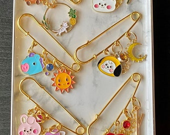 BTS21 Charm Safety Pin/brooch. Safety Pin Decoration. BTS