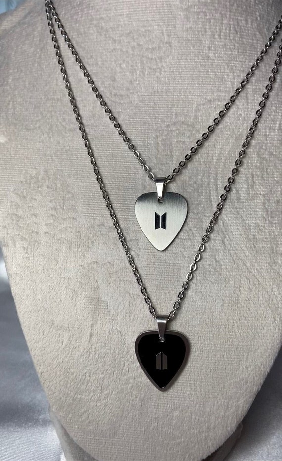 Inspired BTS Suga Guitar Pick Necklace. Reversible Charm Necklace