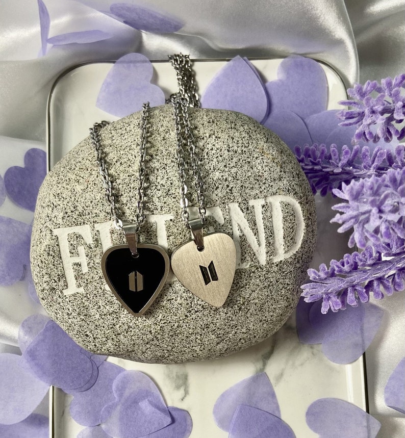 Inspired BTS Suga Guitar Pick Necklace Reversible Charm Etsy