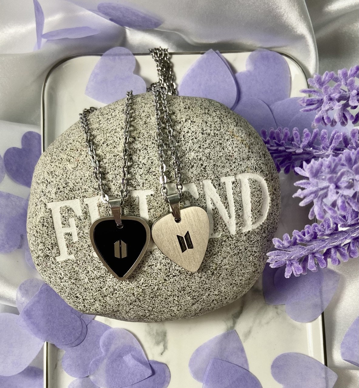 Inspired BTS Suga Guitar Pick Necklace. Reversible Charm