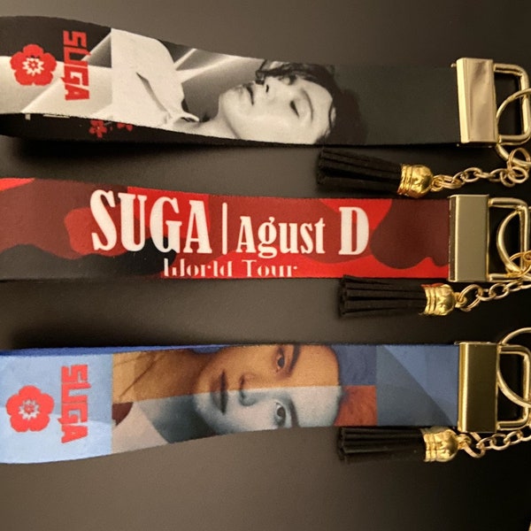 K-pop wristlet lanyard, SUGA wristlet key Fob for Lightstick, SUGA-Agust D Concert