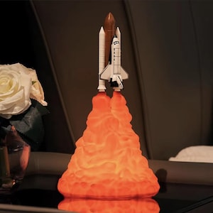 Shuttle launch Rocket lamp, rocket light, desk lamp novelty space planet theme, birthday gift, LED night light 3D printed