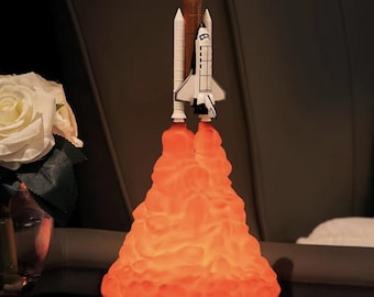 Shuttle launch Rocket lamp, rocket light, desk lamp novelty space planet theme, birthday gift, LED night light 3D printed