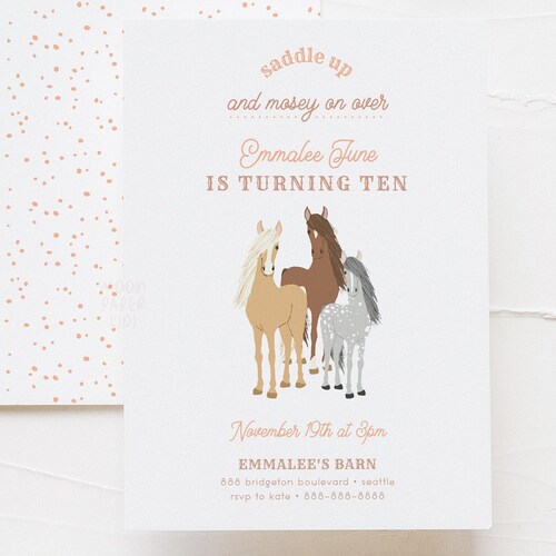 Horse Birthday Invitation Template Diy Editable Template Etsy