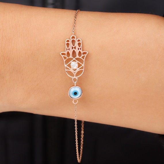 Amazon.com: eartif Fatima Evil Eye Bracelets for Women Hamsa Hand of Fatima  Blue Eyes Charm Bracelet Handmade Devil's Eye Gifts for Men Protection and  Blessing (Gold): Clothing, Shoes & Jewelry
