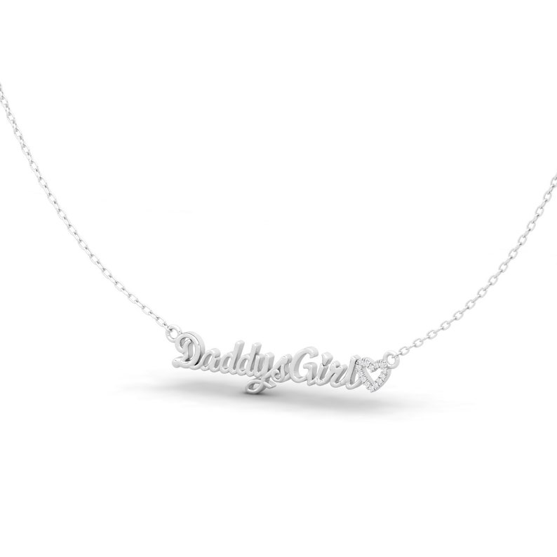 Daddy's Girl Necklace With Diamond Heart, 14KT Father and Daughter