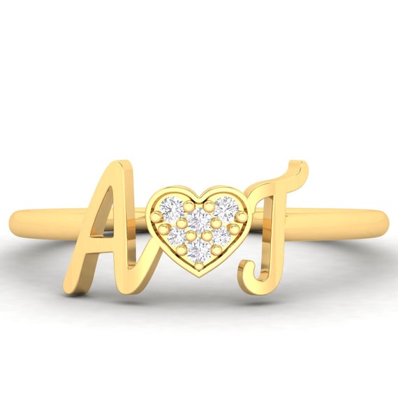 Double Initial Ring • Ring with couple's Initials • Heart Ring with Initials  • Custom Signet Ring- Couple Initials • Two Init… | Initial ring, Gifts for  gf, Jewelry