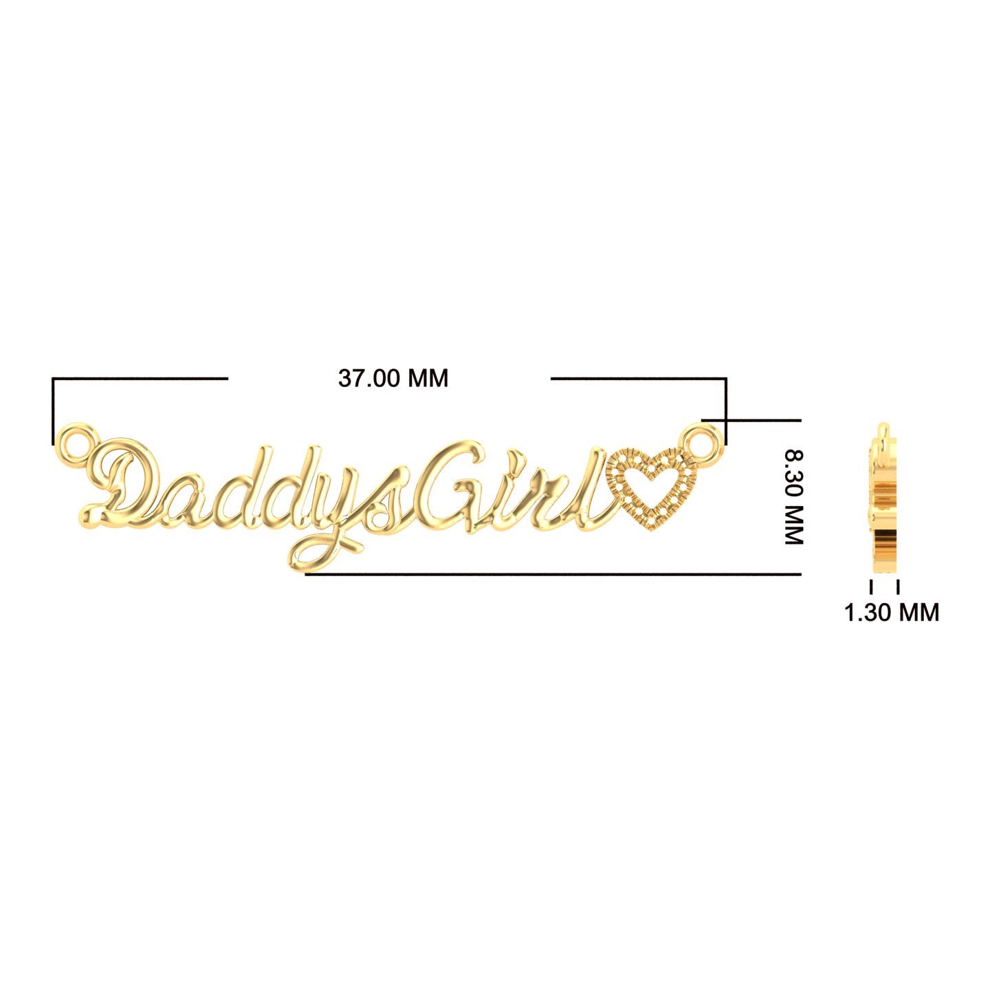 Daddy's Girl Necklace With Diamond Heart, 14KT Father and Daughter