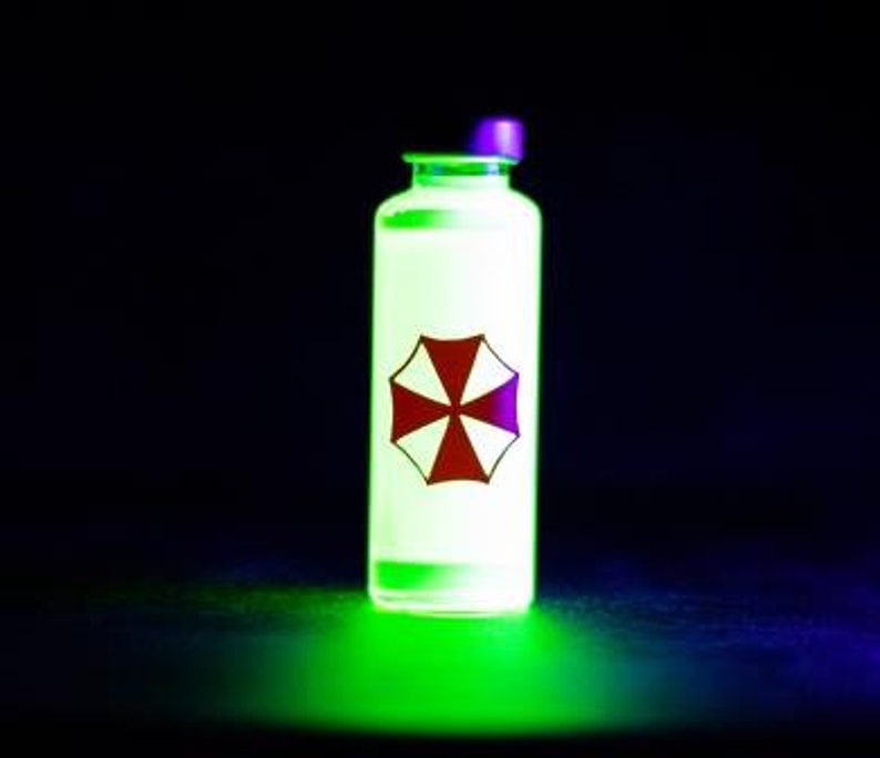 Resident Evil Antivirus Vial by Umbrella Corporation UV Reactive SUPER