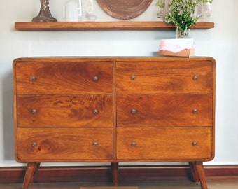 Large Sideboard Chest Storage  - 6 Chest Of Drawers for Bedroom - Solid Wood Living Room Storage Unit Buffet - Sideboard Entryway Furniture