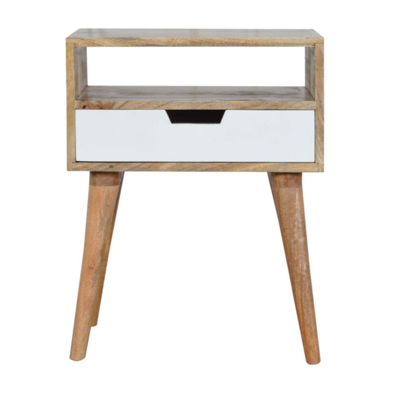 Modern White Bedside Table With Drawer Scandinavian End Table Etsy UK