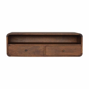 Modern Floating Console Table with Drawers Scandinavian Nordic Wall Mounted Wooden Shelf Wall Mounted