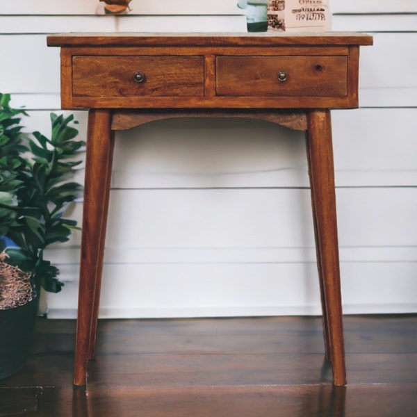 Small Console Table with Drawers - Dark Wood Entryway Storage Table - Solid Wood Entryway Table - Narrow Console Table Furniture