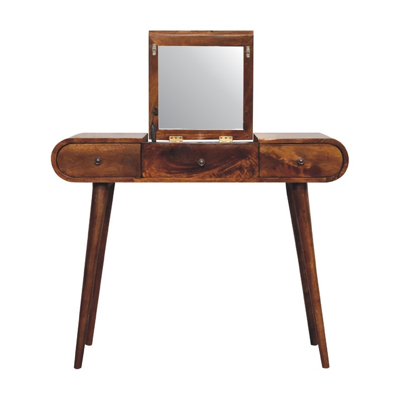 Dressing Table with Mirror and Drawers Solid Wood Desk Make up Table Rustic Bedroom Vanity Table Vanity Desk with Drawers and Mirror image 6