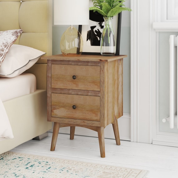 Mid Century Bedside Table With Drawers Modern Scandinavian Etsy UK