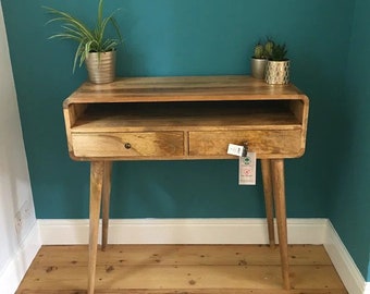Modern Console Table With Drawers - Solid Wood Hallway Table Scandinavian Living Room Side Table Oak