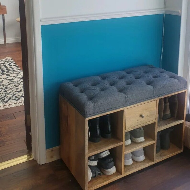 Shoe Storage Bench With Cushion Modern Entryway Bench Etsy UK
