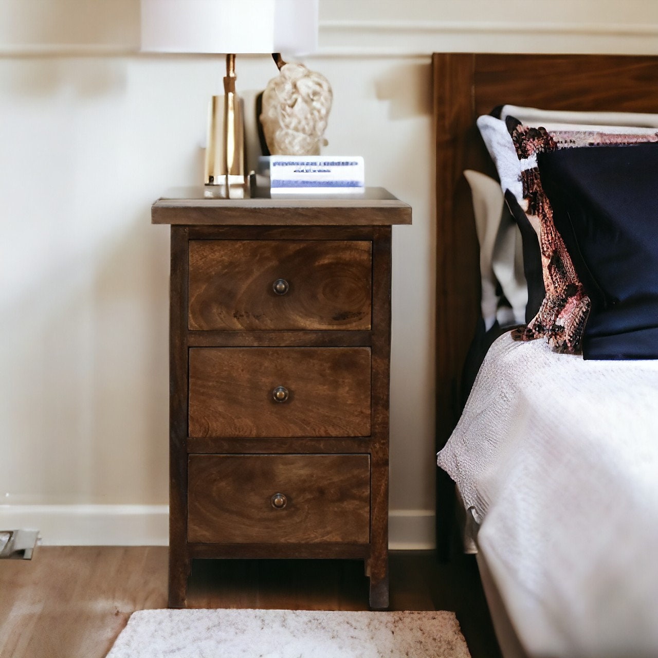 Skinny black nightstand best sale