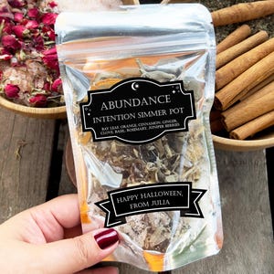 5 pcs Abundance Intention Simmer Pot Kits, Stove Top Potpourri, Witches Brew, Natural Home Fragrance, for Gift, Favors, Spell, Personalized