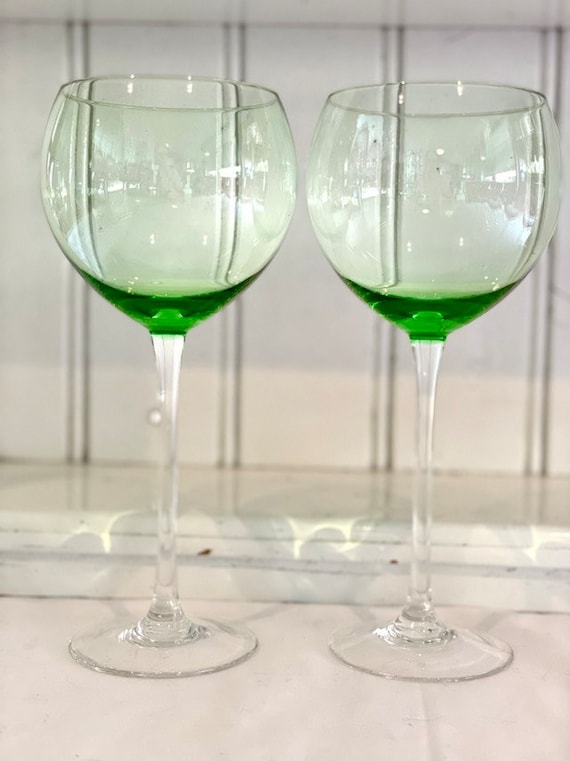 Lenox Balloon Blown Glass Wine Glasses X 2 in Green Mist Etsy Australia