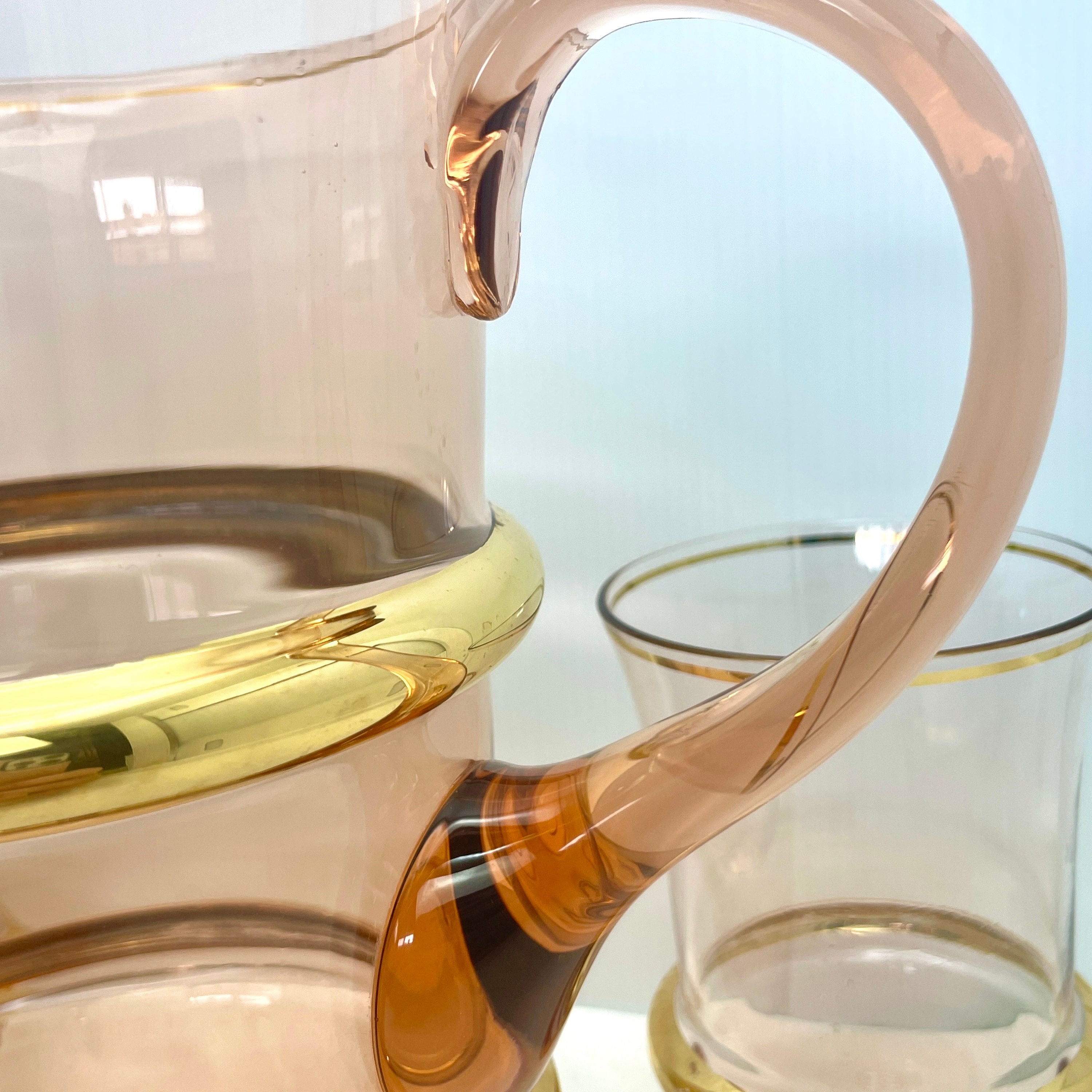 2lt Pitcher MCM Pink and Gold 2lt Pitcher and 3 Matching Glasses - Etsy Australia