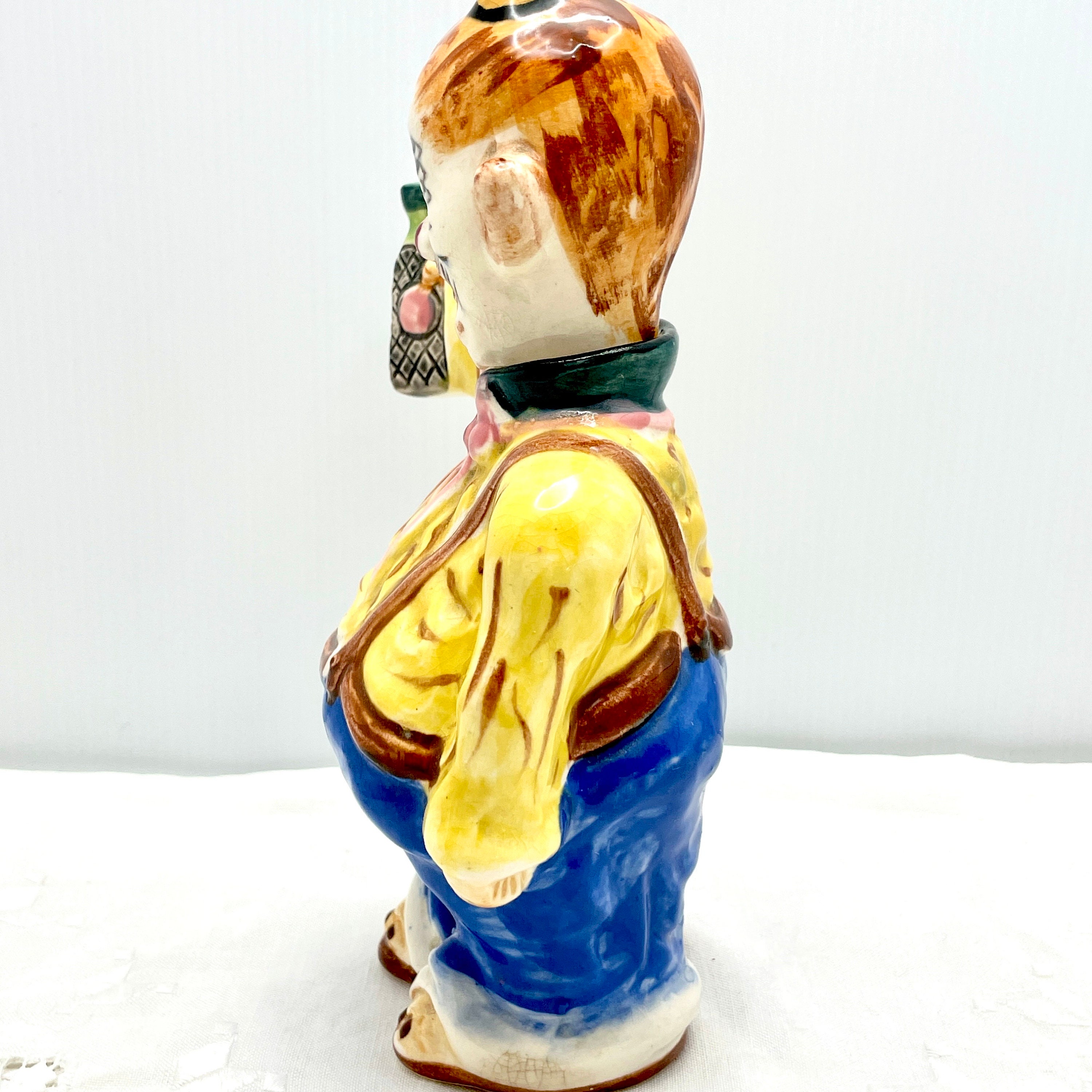 Vintage 1950s 6 Eyes Ceramic Drunk Man Decanter Royal