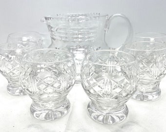 Crystal Water Set including Pitcher and Six Cut Crystal Glasses