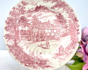Churchill England Swan Inn Rosa Pink Round Plate