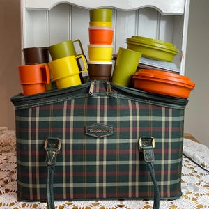 Retro Vintage Tupperware Picnic Set Including Containers, Cups and