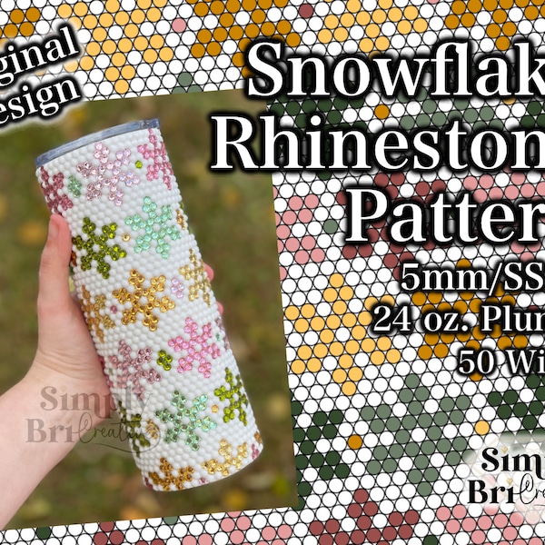 Snowflake Rhinestone Pattern | 24 oz. Plump | 50 Stones Wide | SS20/5mm Stone Size | Rhinestone Template Original Design