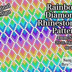 Rainbow Diamond Rhinestone Pattern | 20 oz. Skinny | 60 Stones Wide | SS16/4mm Stone Size | Tumbler Maker Pattern Original Design