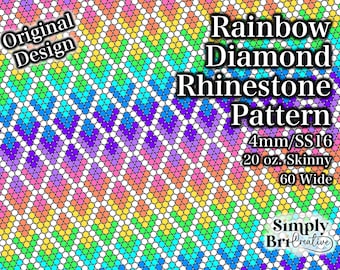 Rainbow Diamond Rhinestone Pattern | SS16/4mm Stone Size | Tumbler Maker Pattern Original Design