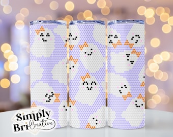 Cute Ghosts Rhinestone Template Tumbler | 60 Stones Wide | SS16/4mm Stone Size | Tumbler Maker Pattern Original Design | Sublimation